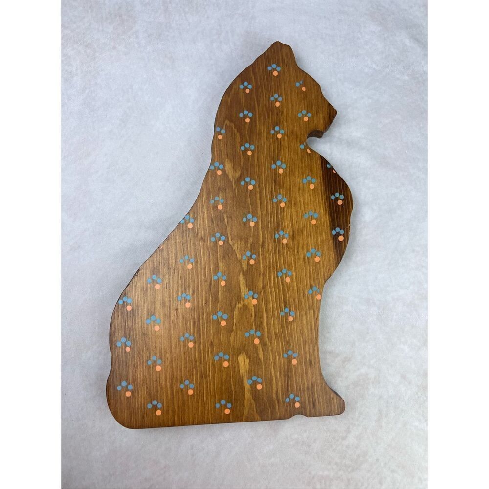 Vintage Wooden Cat Silhouette Cut Out Decor Painted
